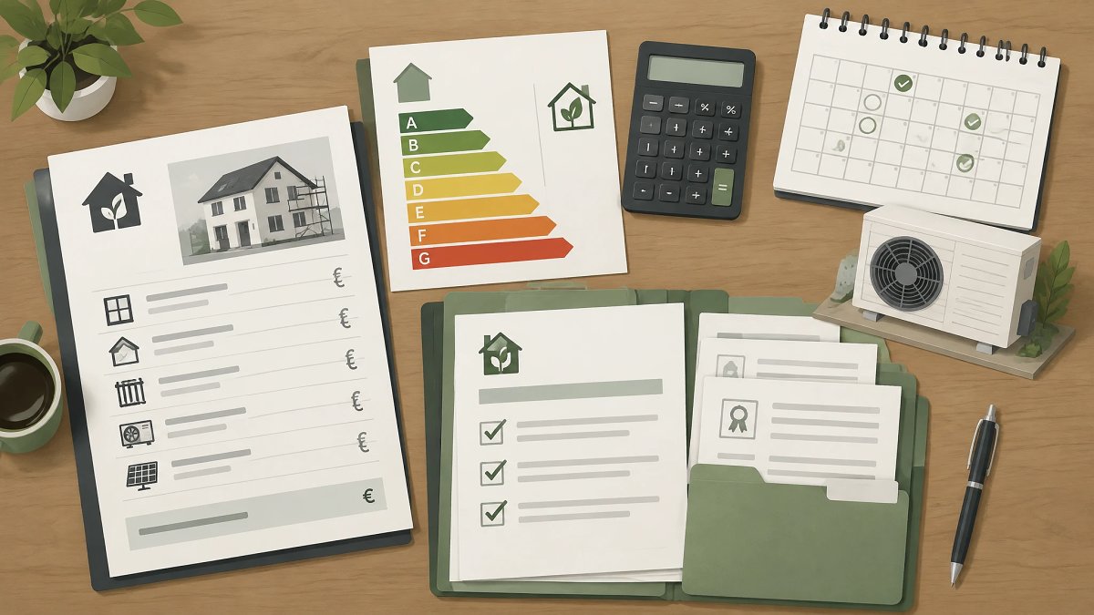 Devis de rénovation, étiquette DPE, calendrier et calculatrice pour préparer un dossier d'aides