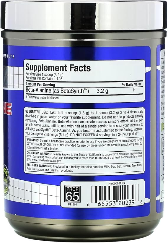 Beta-Alanine ALLMX - Informacion nutricional