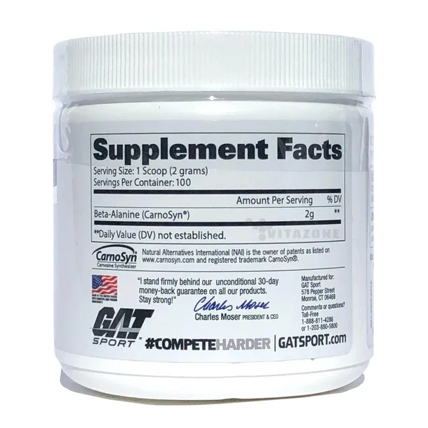 Beta-Alanine Powder GAT - Informacion nutricional