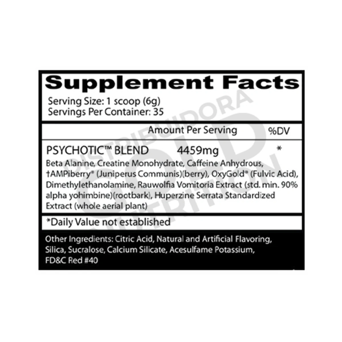 INSANE PSYCHOTIC - Informacion nutricional