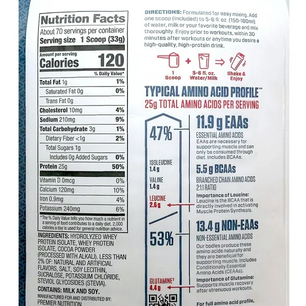 DYMATIZE ISO 5LBS - Informacion nutricional
