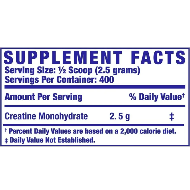 Creatina Ronnie XS1kg - Informacion nutricional