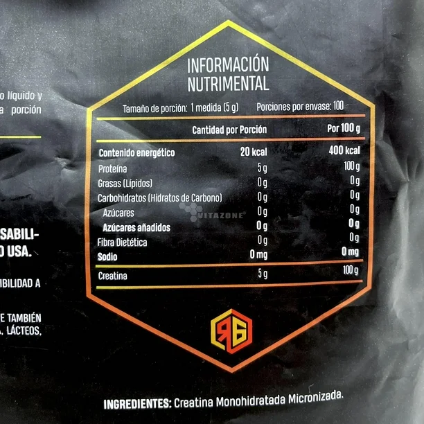 Creatina Monohidratada RED GOLD 1kg - Informacion nutricional