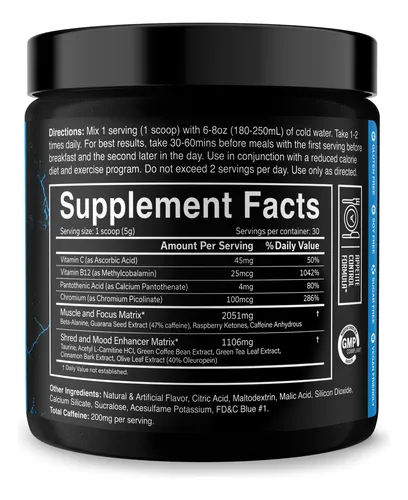 The Ripper BLUE RASPBERRY - Informacion nutricional