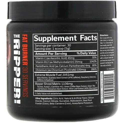 The Ripper BLOOD ORANGE - Informacion nutricional