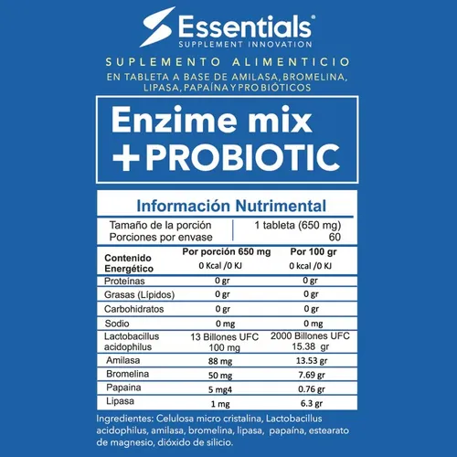 Enzime mix + PROBIOTIC - Informacion nutricional