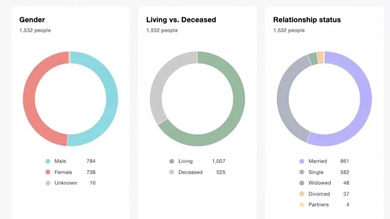 Statistiques familiales sur MyHeritage