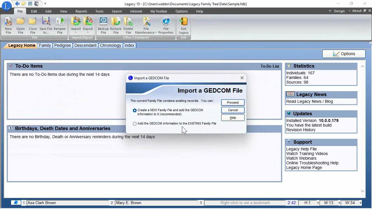Transferring Genealogy Gedcom Files