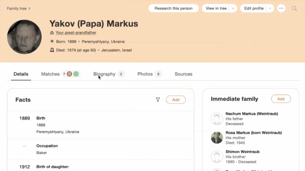 MyHeritage Profile Page: One Stop for Enriching Ancestor Profiles