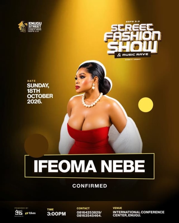Nollywood Actress Ifeoma Nebe Confirmed as Guest at Enugu Street Fashion Show 3.0