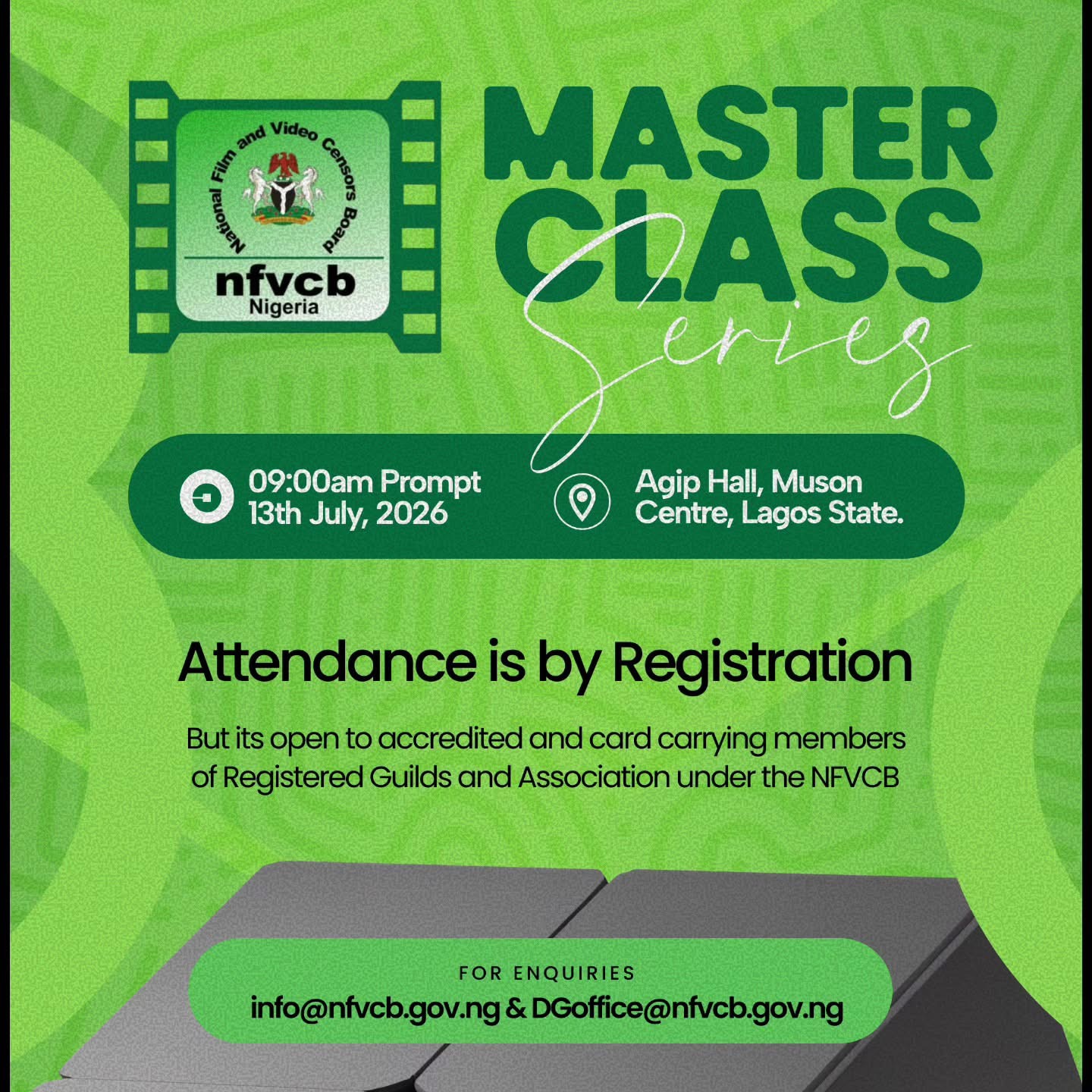 NFVCB Announces Master Class Series In Lagos for Nollywood Practitioners