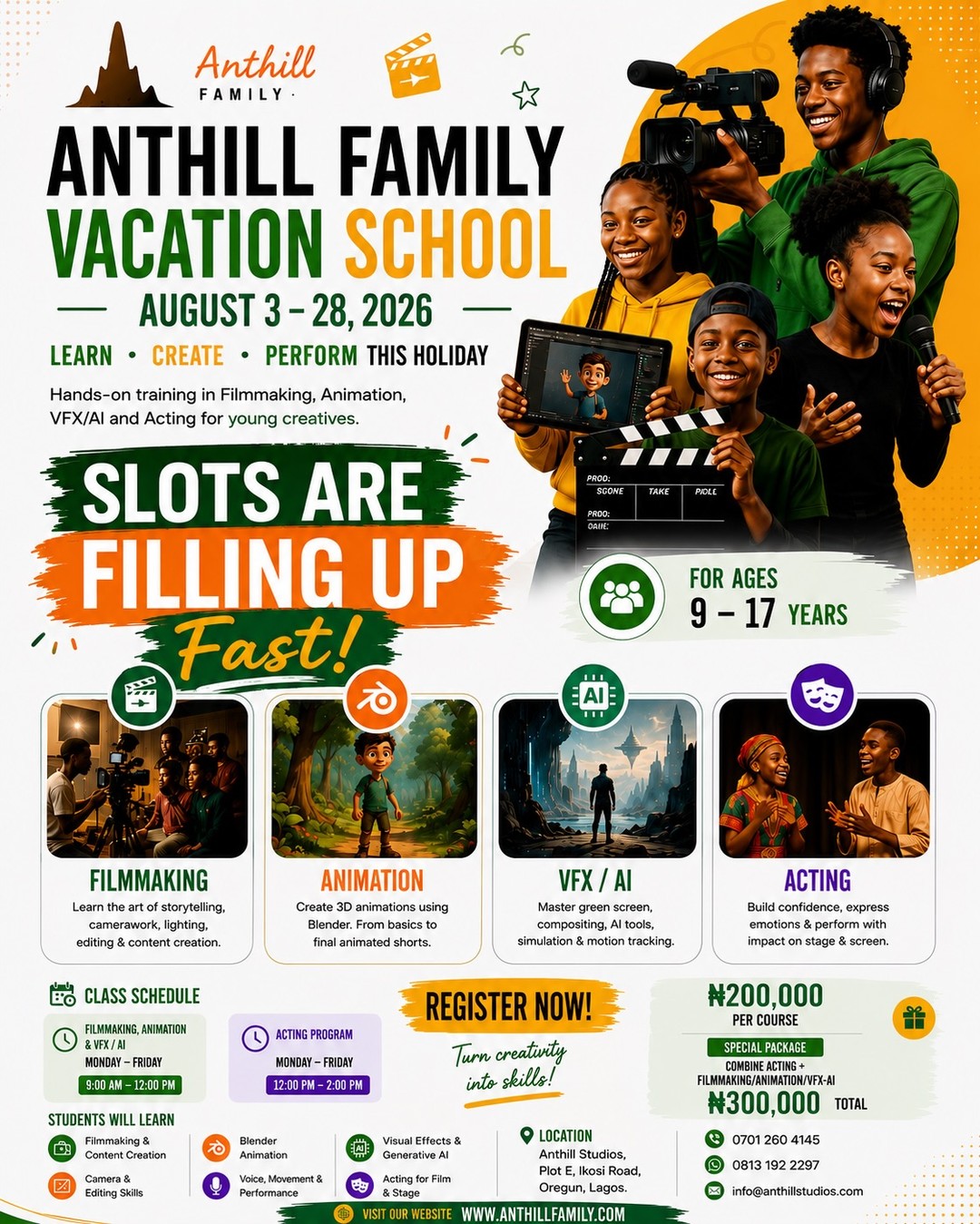 Anthill Family’s Holiday Filmmaking, Animation and Acting Programme for Kids Closes Registration Today