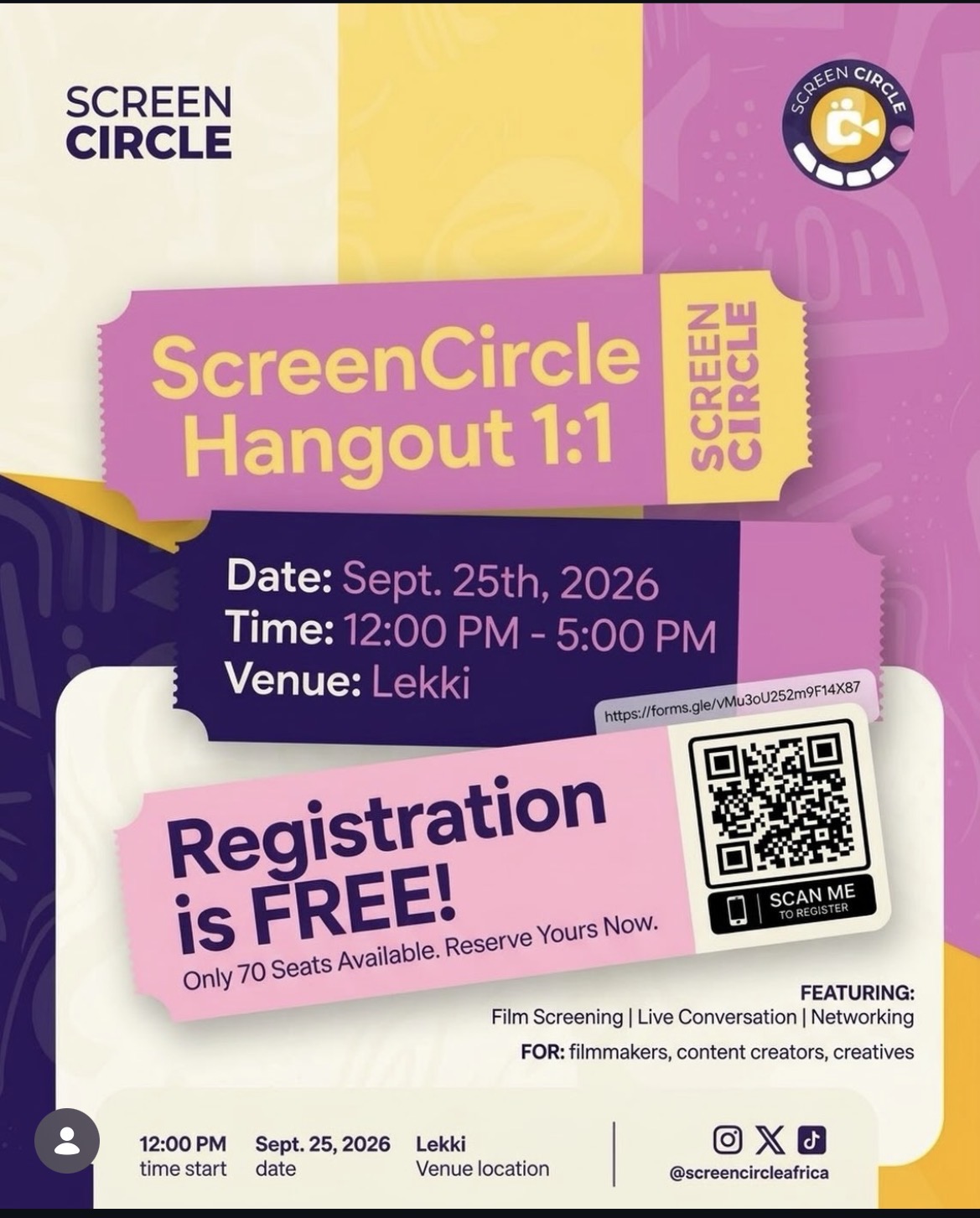 ScreenCircle Africa Opens Free Registration for Filmmakers' Hangout, Set for September 25 in Lagos