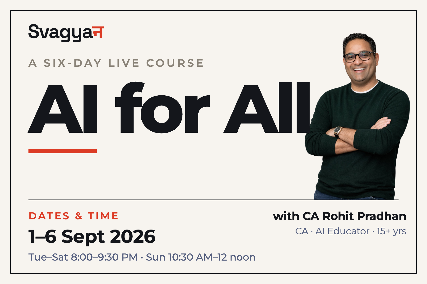 AI for All — September 2026, live online with CA Rohit Pradhan