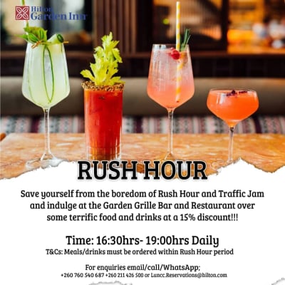 Rush hour deals - get upto 15% off drinks and food! image