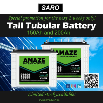 150Ah and 200Ah Tubular batteries on special offer image