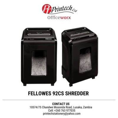 Safeguard your sensitive documents with the Fellowes 92CS Shredder from Printech Ltd.! image