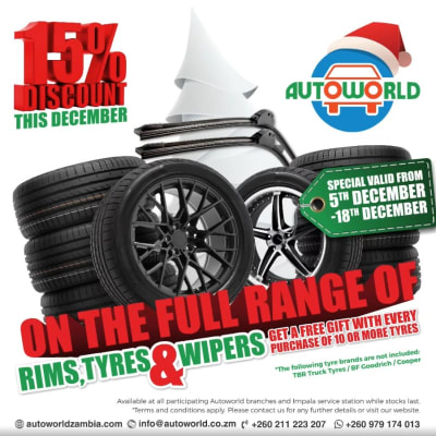 Enjoy a 15% discount on our entire range of Rims, Tyres, and Wipers! image