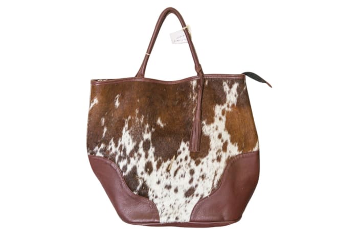 Shoulder Bag Hair on Cowhide Leather Tote Bag African Joy