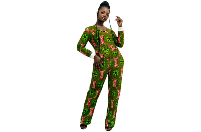 Ankara short sleeve jumpsuit with pink and green LV prints - Men Jumpsuits  & Overalls white, none, , , for him, ankara