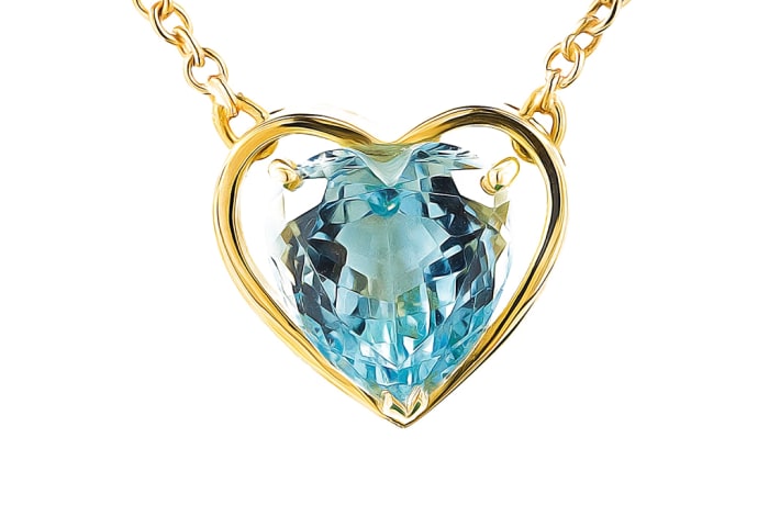 Yellow Gold Aquamarine Heart Necklace Jewel of Africa