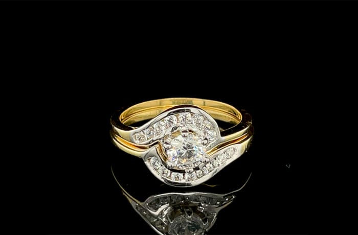 Swirl Bypass Bridal Set Gold Wedding Ring Bobbili Gems