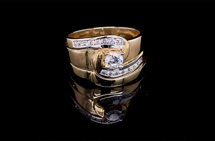 Twist Bypass Bridal Set Gold Wedding Ring Bobbili Gems