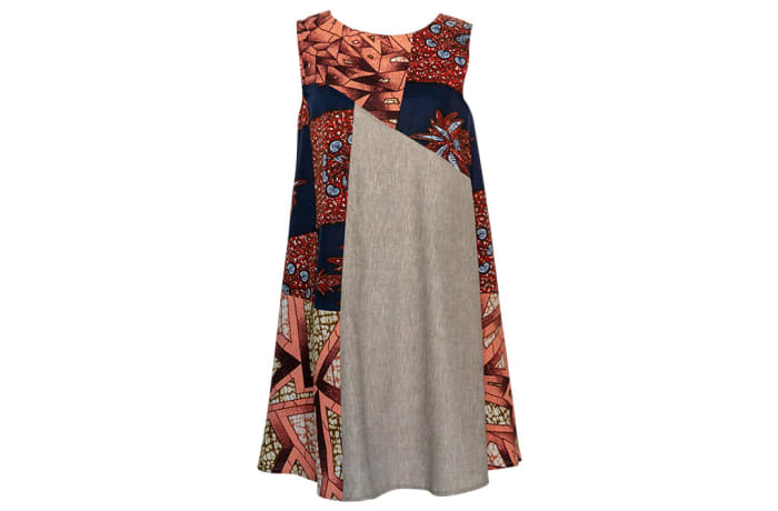 Casual Dresses Chitenge and Linen Swing Dress with Pockets | African Joy