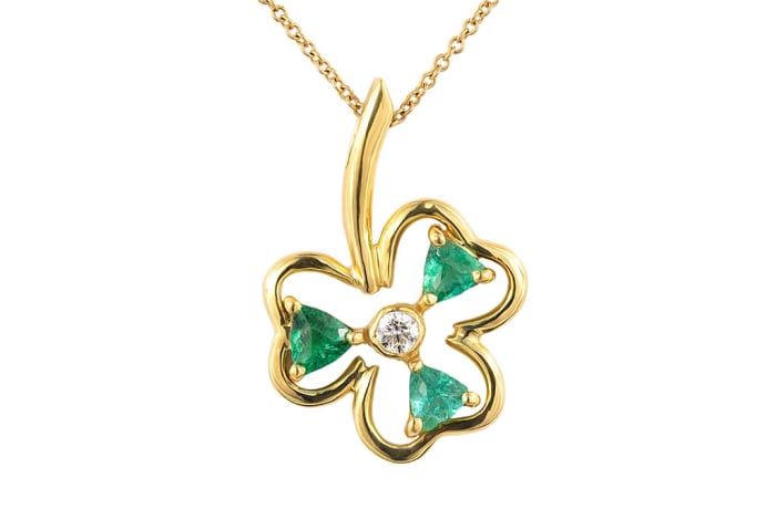 Yellow Gold Emerald Clover Pendant Jewel of Africa