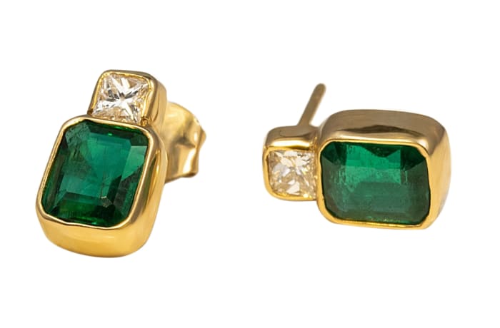 Bezel set emerald earrings best sale