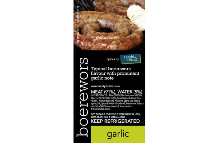 Boerewors - Garlic Boerewors Label| Freddy Hirsch