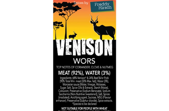 Sausage - Venison Wors Label| Freddy Hirsch