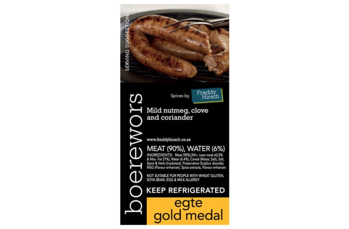 Boerewors - Egte Gold Medal Boerewors Label| Freddy Hirsch