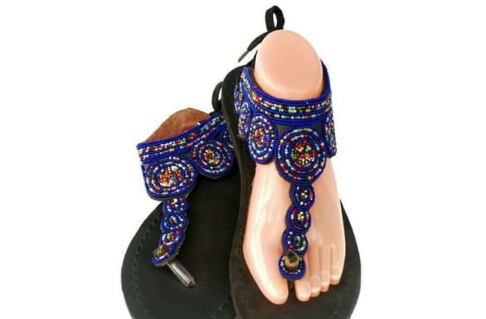 blue beaded sandals