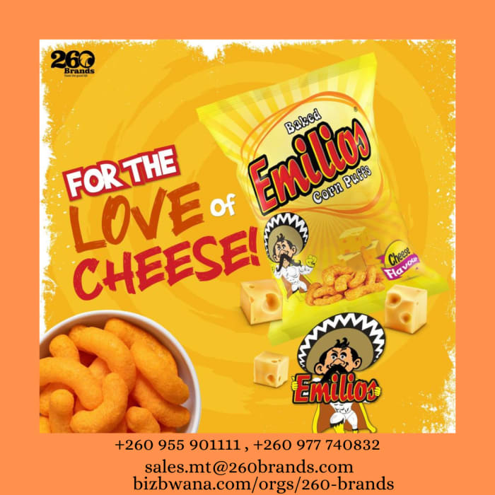 Baked Emilios Corn Puffs by 260 Brands is a delicious snack that is loved by many in Lusaka, Zambia. 