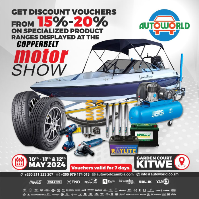 Get up to 15 - 20% on products at the Copperbelt Motor Show