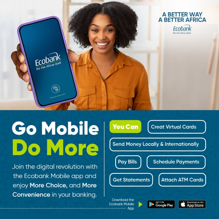Go mobile and do more with the Ecobank mobile app!
