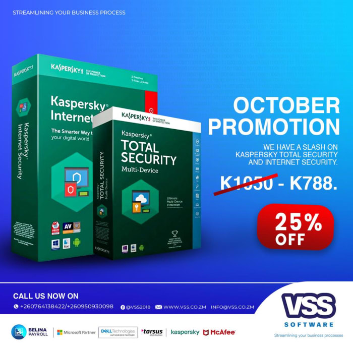 Grab a powerful four-user Kaspersky antivirus software for just K788