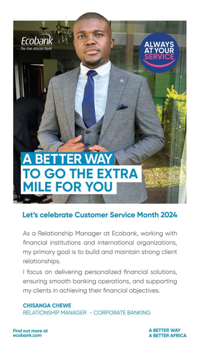Introducing 𝐂𝐡𝐢𝐬𝐚𝐧𝐠𝐚 𝐂𝐡𝐞𝐰𝐞 - Relationship Manager, Corporate Banking!