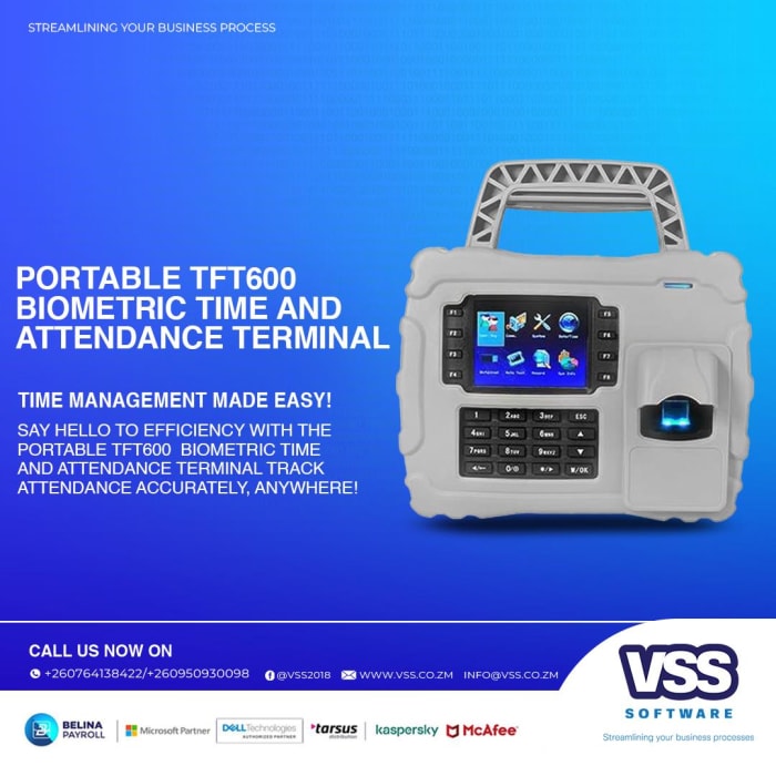 Track attendance accurately anywhere with the Portable TFT600 Biometric Terminal
