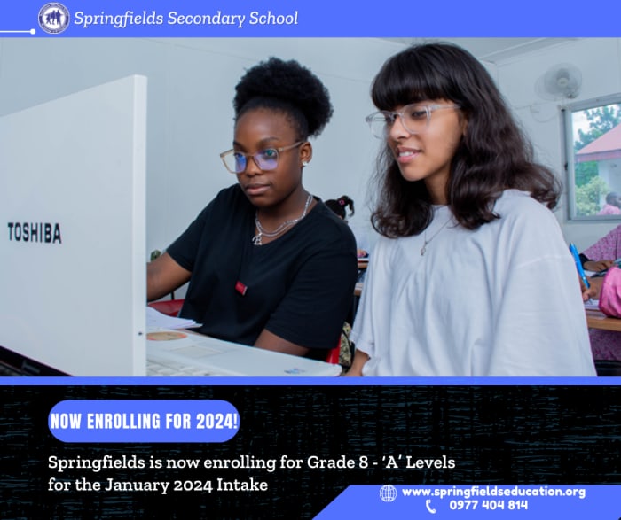 Secondary school places now available now at Springfields school of Education