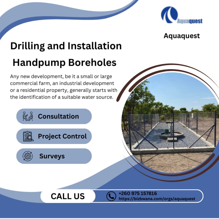 Drilling and installation of handpump boreholes