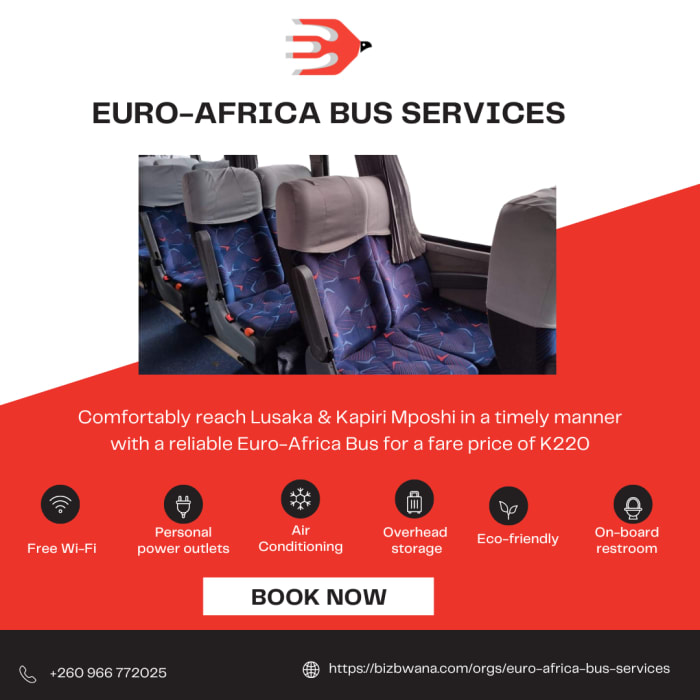 Comfortably reach Lusaka & Kapiri Mposhi in a timely manner 