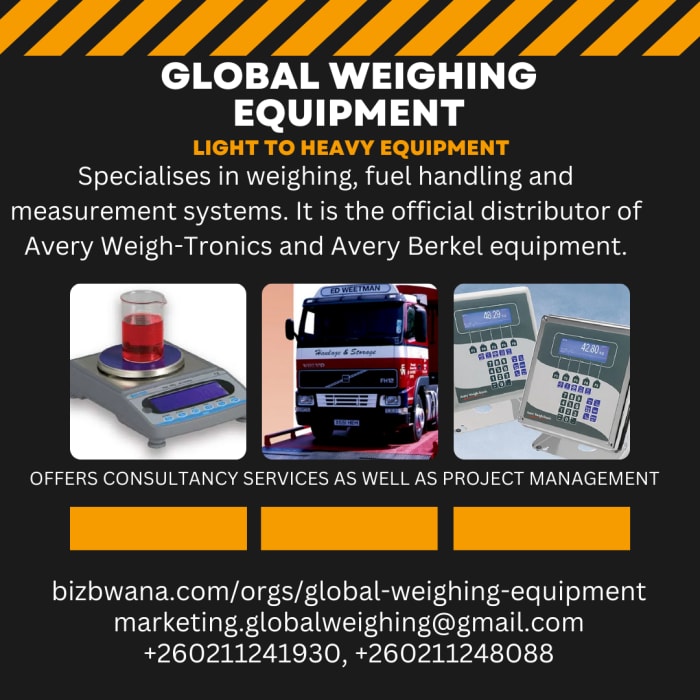 Global Weighing Equipment is a leading provider of weighing solutions in Lusaka, Zambiaia.