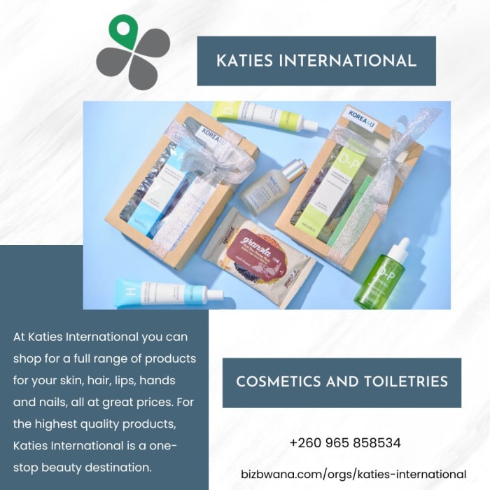 Cosmetics and toiletries for your skin, hair, hands and nails