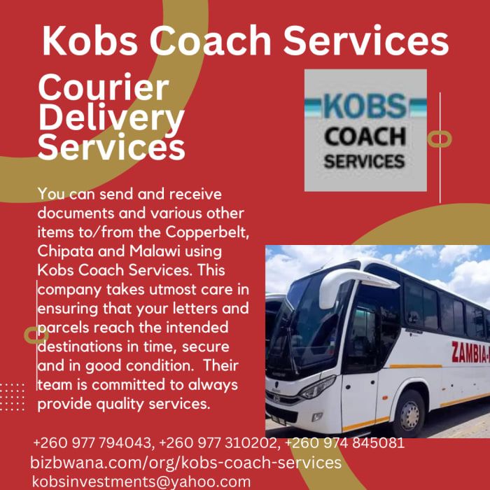  Kobs Coach Services in Lusaka Zambia, Courier Delivery Services