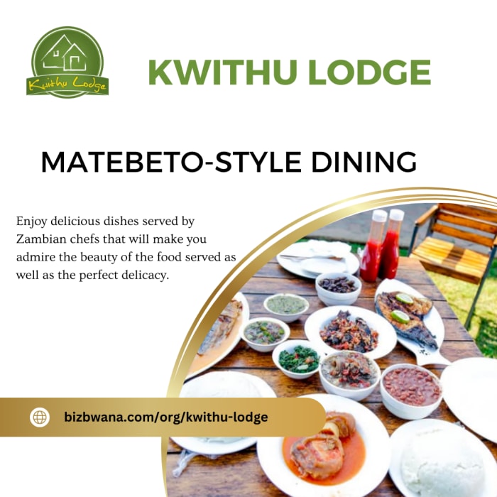 Traditional matebeto style dining available