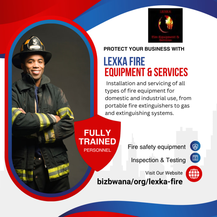 LEXKA Fire Equipment & Services Ltd is a leading fire safety company in Zambia.