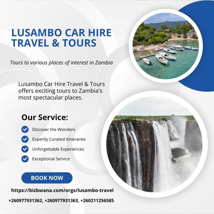 Exciting tours to various places of interest in Zambia