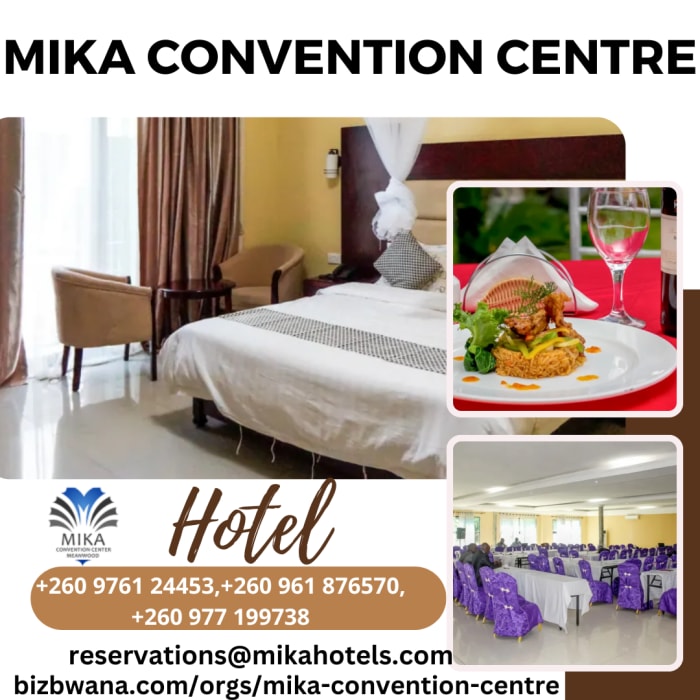 The Mika Convention Centre in Lusaka, Zambia is a renowned hotel and conference venue 